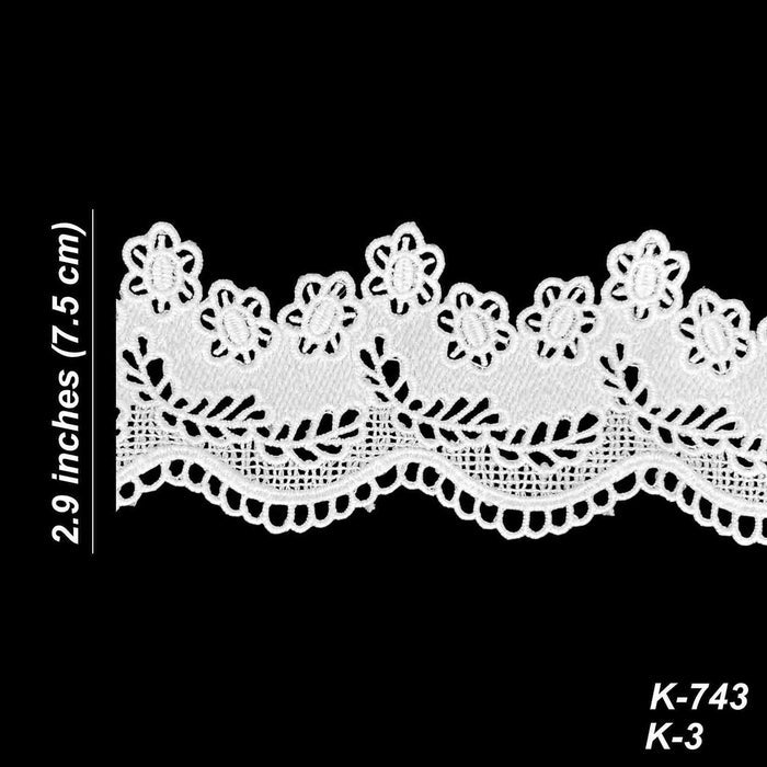 2 Meter | Scalloped Daisy Mesh Trim Spun Poly Lace | 2.9 Inches | SKU-K3/743