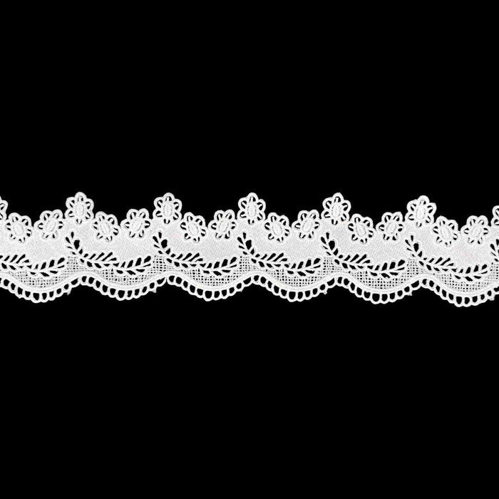 2 Meter | Scalloped Daisy Mesh Trim Spun Poly Lace | 2.9 Inches | SKU-K3/743