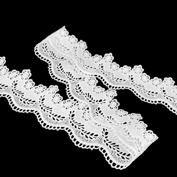 2 Meter | Scalloped Daisy Mesh Trim Spun Poly Lace | 2.9 Inches | SKU-K3/743