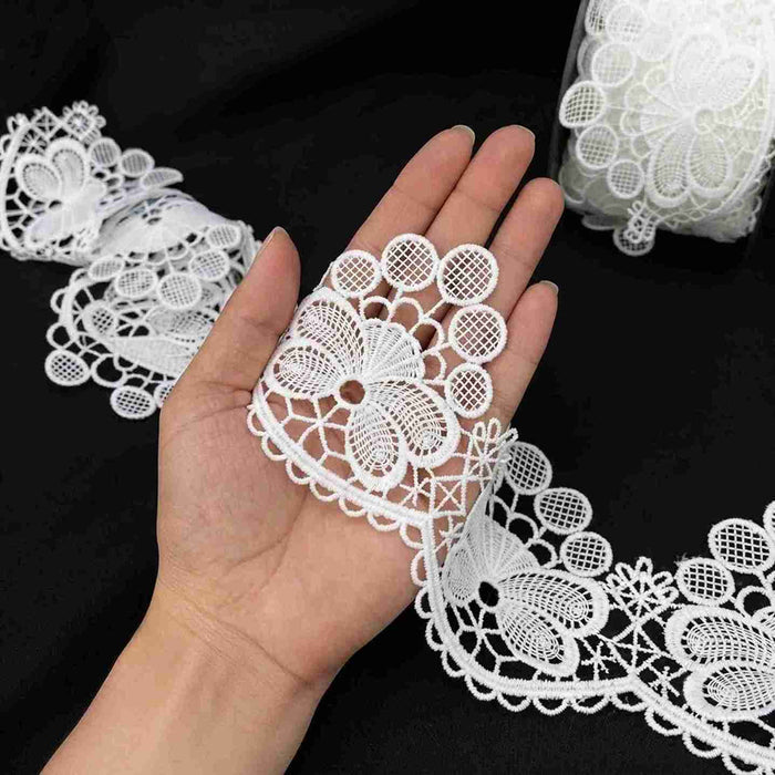 2 Meter | Scalloped Rosetta Web Spun Poly Lace | 3.1 Inches | SKU-K3\740
