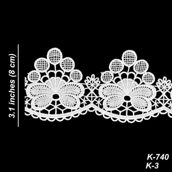 2 Meter | Scalloped Rosetta Web Spun Poly Lace | 3.1 Inches | SKU-K3\740