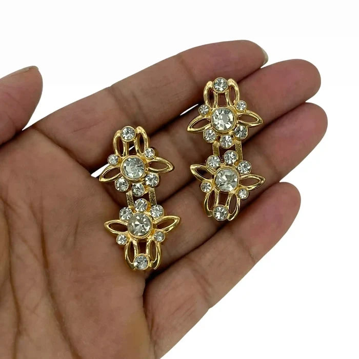 2 Pair | Abstract Cracked-Texture Rhinestone Button