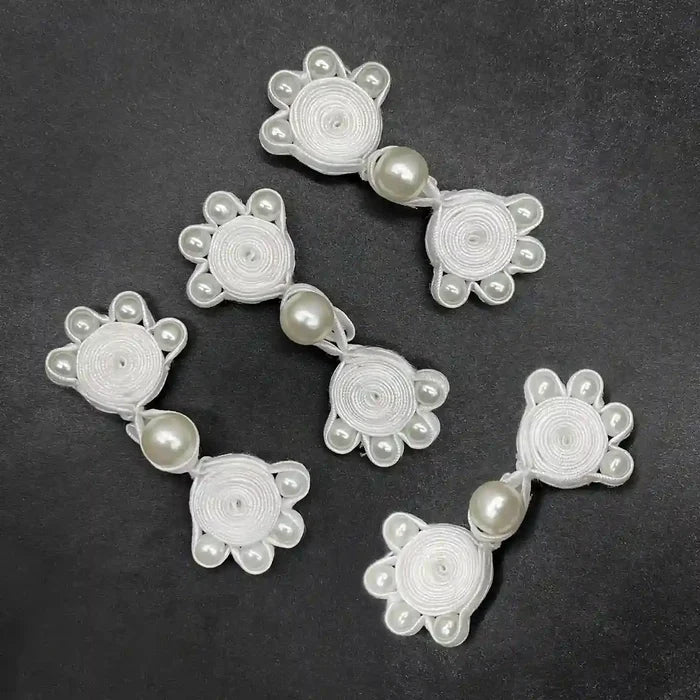 2 Pair | Bow Inspire Pearl Frog Closure Buttons