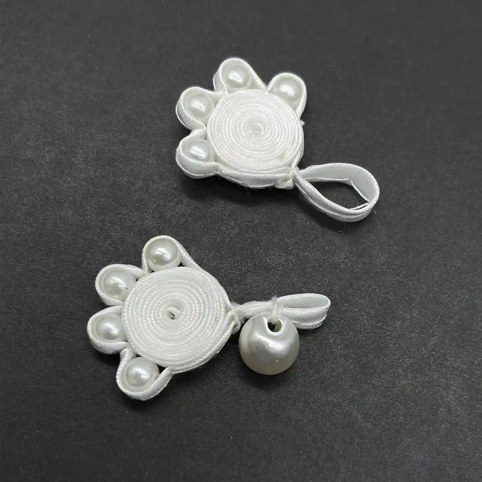 2 Pair | Bow Inspire Pearl Frog Closure Buttons