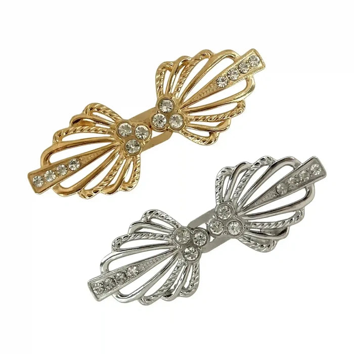 2 Pair | Bow Style Rhinestone Frog Closure Buttons