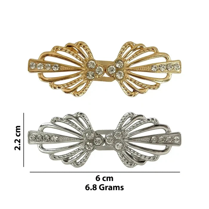 2 Pair | Bow Style Rhinestone Frog Closure Buttons