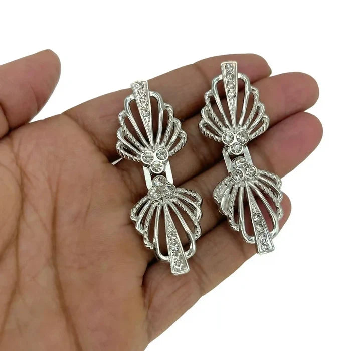2 Pair | Bow Style Rhinestone Frog Closure Buttons