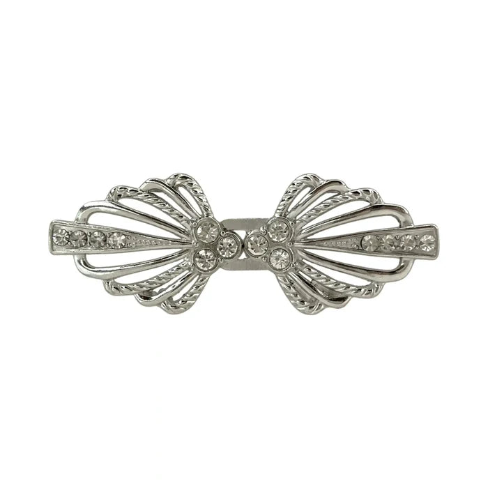 2 Pair | Bow Style Rhinestone Frog Closure Buttons