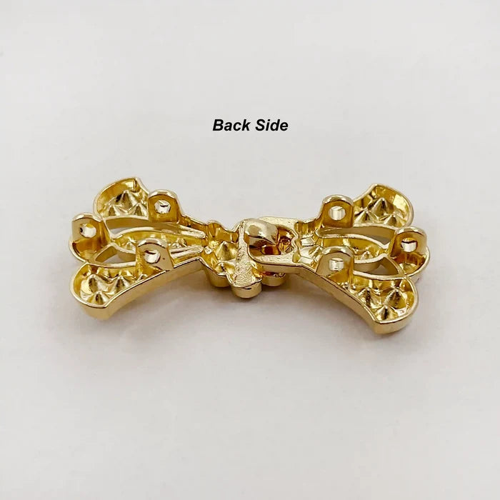 2 Pair | Bow Style Rhinestone Metal Frog Closure Buttons