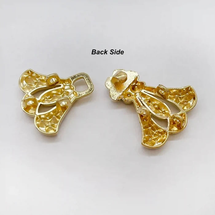 2 Pair | Bow Style Rhinestone Metal Frog Closure Buttons