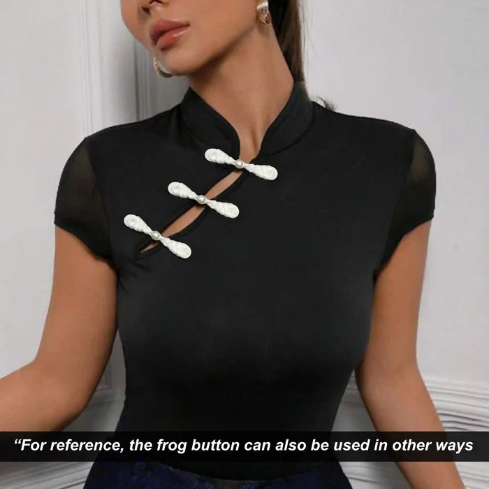 2 Pair | Braided Lattice Pearl Frog Closure Button
