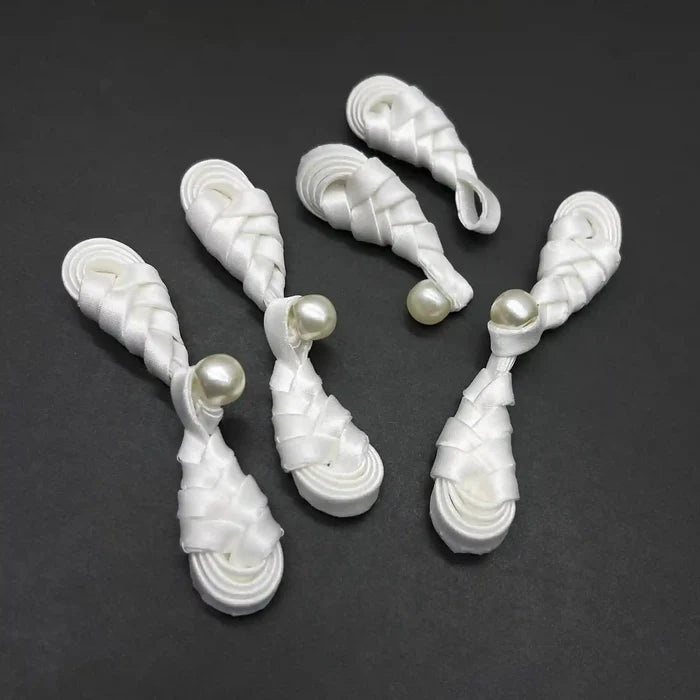 2 Pair | Braided Lattice Pearl Frog Closure Button
