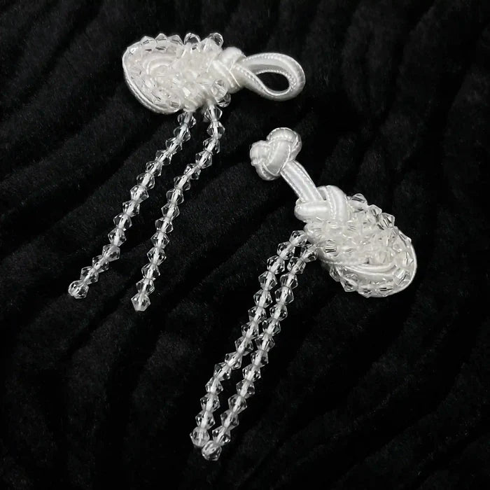 2 Pair | Chinese Knot Tassel Frog Buttons