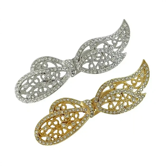 2 Pair | Crystal-Encrusted Filigree Metal Frog Closure Buttons