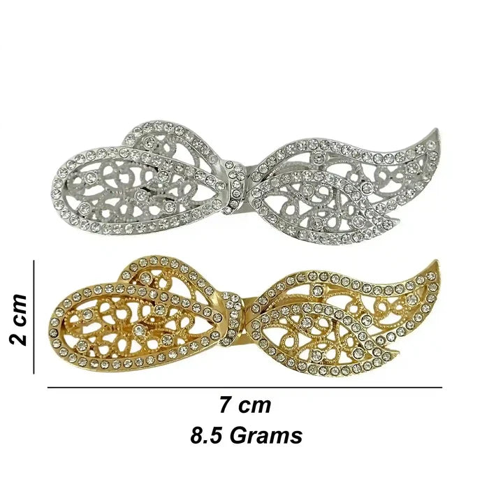 2 Pair | Crystal-Encrusted Filigree Metal Frog Closure Buttons