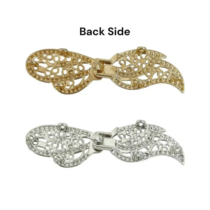 2 Pair | Crystal-Encrusted Filigree Metal Frog Closure Buttons