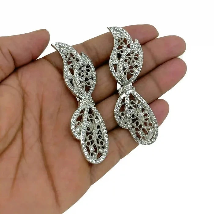 2 Pair | Crystal-Encrusted Filigree Metal Frog Closure Buttons