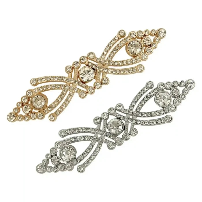 2 Pair | Crystal-Encrusted Metal Frog Closure Buttons