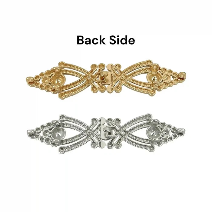 2 Pair | Crystal-Encrusted Metal Frog Closure Buttons
