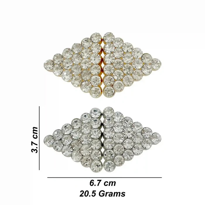 2 Pair | Crystalline Diamond-Grid Metal Frog Closure Buttons