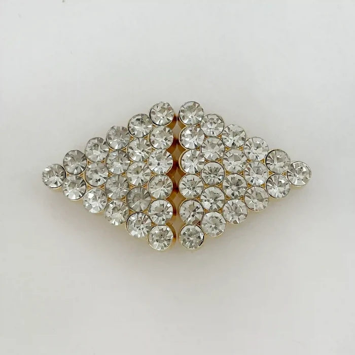2 Pair | Crystalline Diamond-Grid Metal Frog Closure Buttons