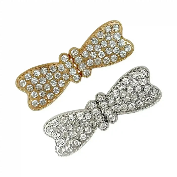 2 Pair | Elegant Rhinstone Bow Frog Closure Buttons