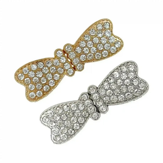 2 Pair | Elegant Rhinstone Bow Frog Closure Buttons