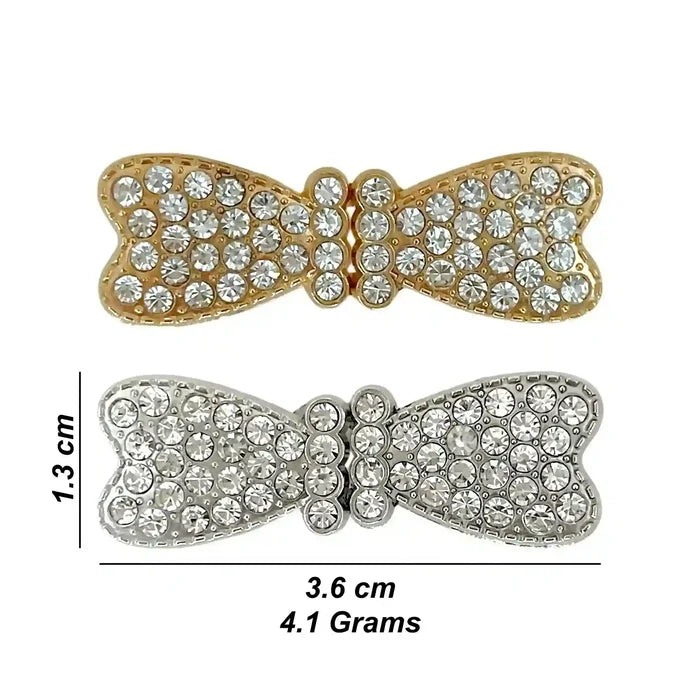 2 Pair | Elegant Rhinstone Bow Frog Closure Buttons