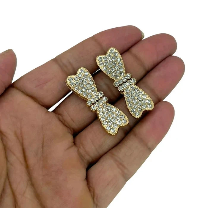 2 Pair | Elegant Rhinstone Bow Frog Closure Buttons
