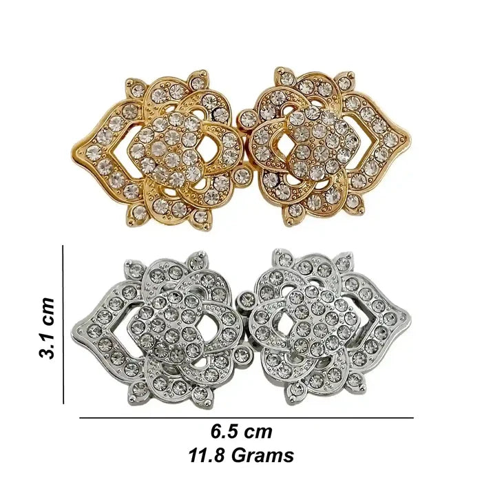 2 Pair | Floral Bow Rhinestone Frog Closure Buttons