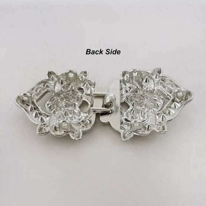 2 Pair | Floral Bow Rhinestone Frog Closure Buttons