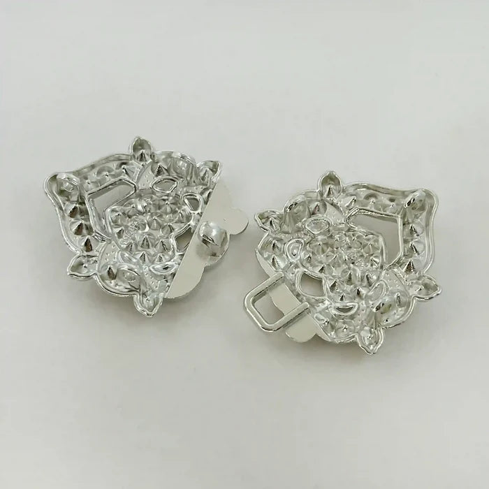 2 Pair | Floral Bow Rhinestone Frog Closure Buttons