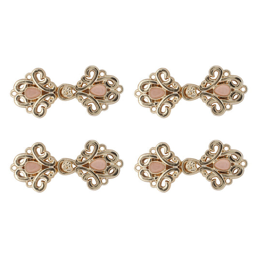 2 Pair | Floral Fantasy with Gems Frog Closure Metal Buttons