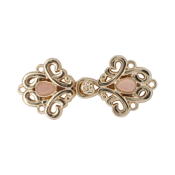 2 Pair | Floral Fantasy with Gems Frog Closure Metal Buttons