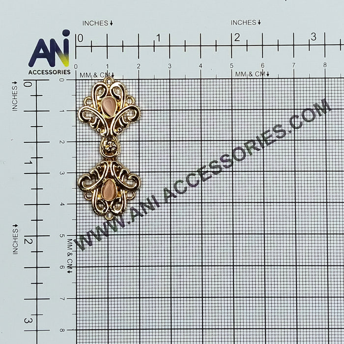 2 Pair | Floral Fantasy with Gems Frog Closure Metal Buttons