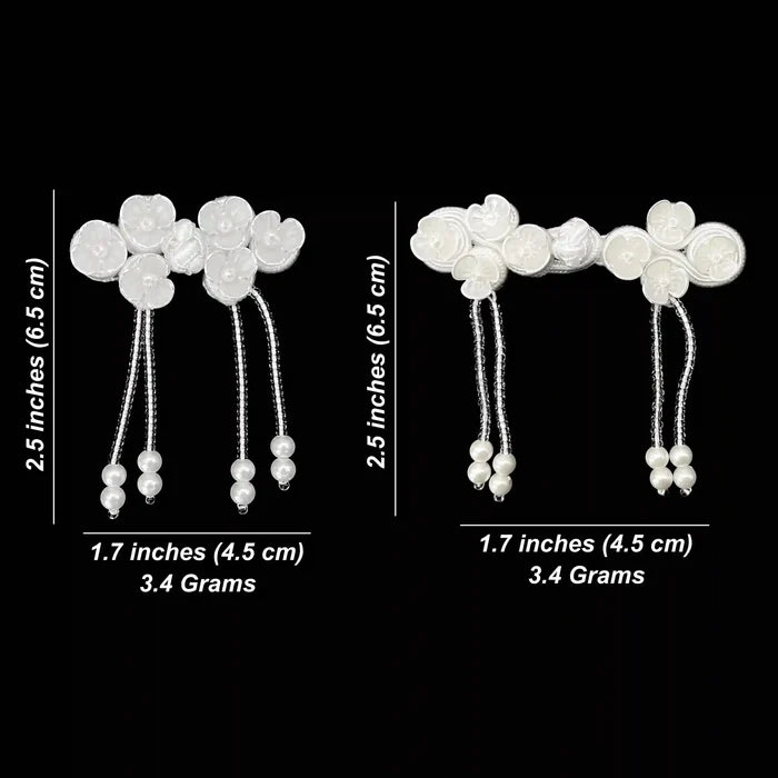 2 Pair | Floral Pearl Tassel Frog Closure Buttons