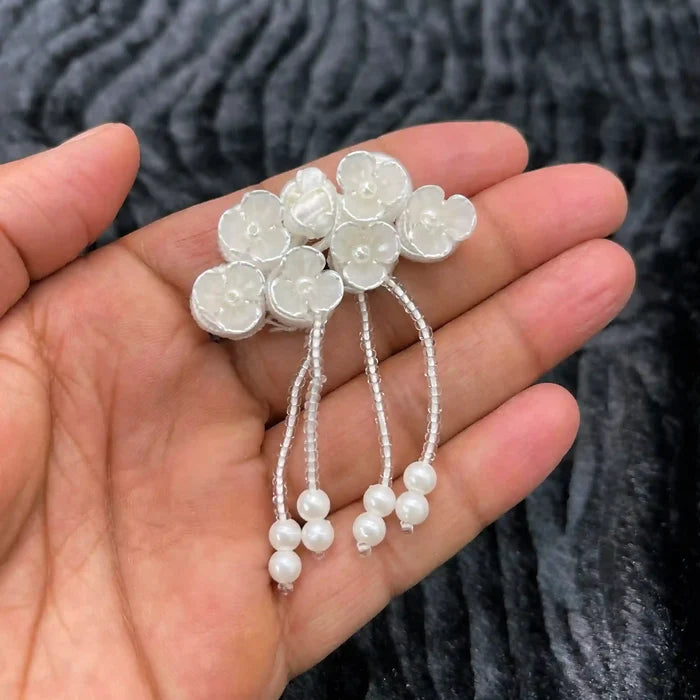 2 Pair | Floral Pearl Tassel Frog Closure Buttons