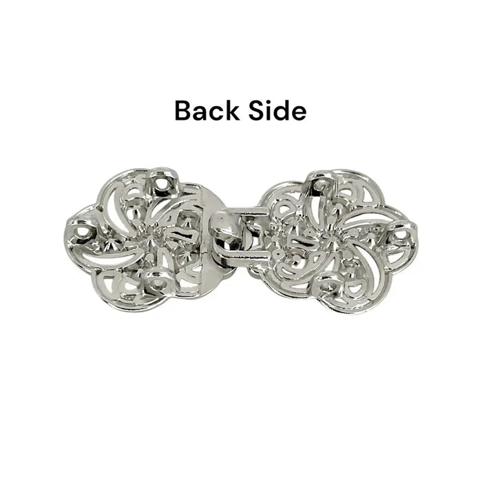 2 Pair | Floral Rhinestone Frog Closure Buttons