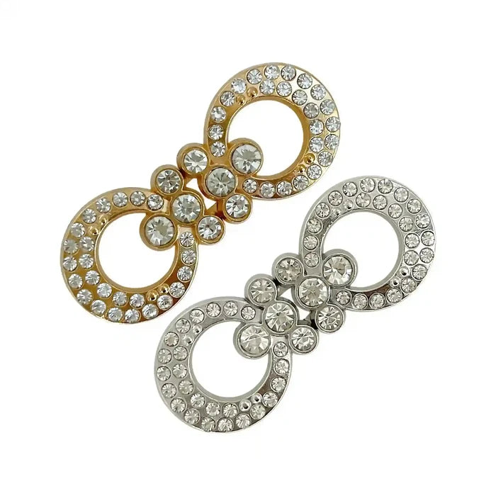 2 Pair | Infinity Crystal Link Frog Closure Buttons
