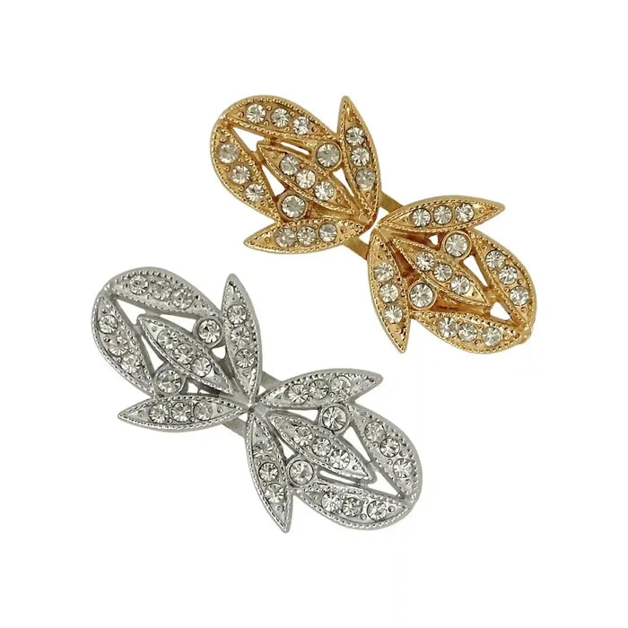 2 Pair | Leaf Petal Silhouettes Frog Closure Buttons