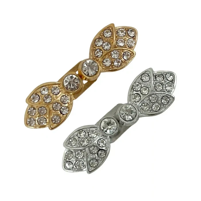 2 Pair | Leaf Shape Rhinestone Buttons