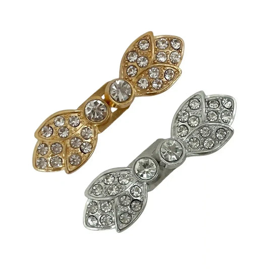 2 Pair | Leaf Shape Rhinestone Buttons