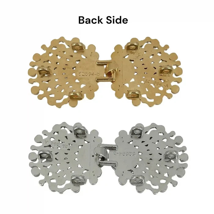 2 Pair | Ornate Lattice Bow Diamond Rhinestone Frog Closure Buttons