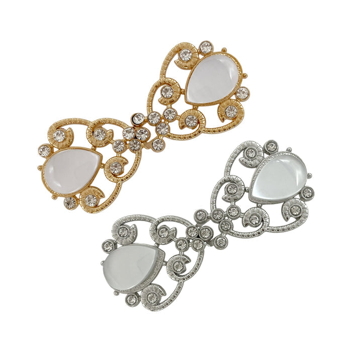 2 Pair | Pearl & Rhinestone Metal Frog Clsoure Buttons