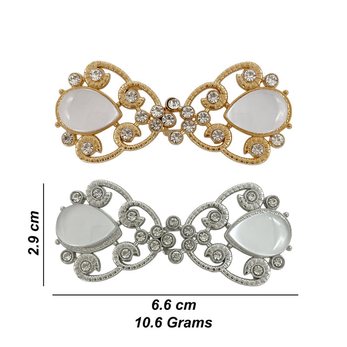 2 Pair | Pearl & Rhinestone Metal Frog Clsoure Buttons