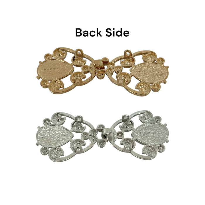 2 Pair | Pearl & Rhinestone Metal Frog Clsoure Buttons