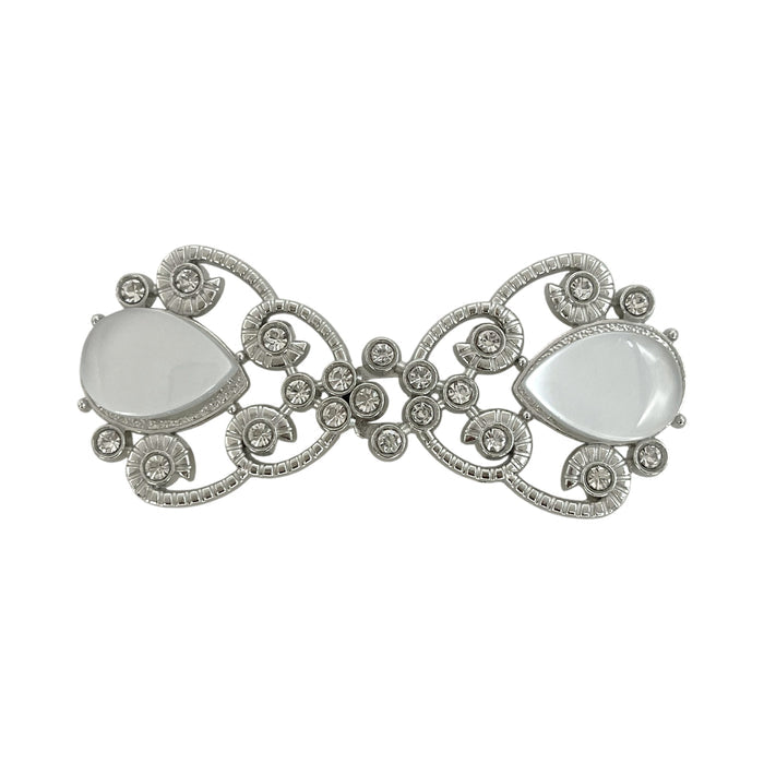 2 Pair | Pearl & Rhinestone Metal Frog Clsoure Buttons