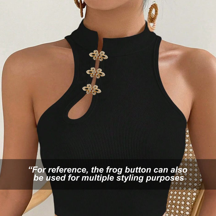 2 Pair | Radiant Crystal Butterfly Metal Frog CLosure Buttons