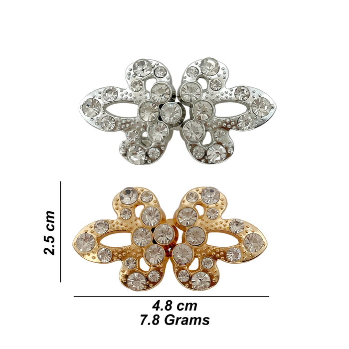 2 Pair | Radiant Crystal Butterfly Metal Frog CLosure Buttons