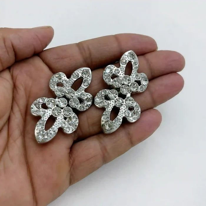 2 Pair | Radiant Crystal Butterfly Metal Frog CLosure Buttons